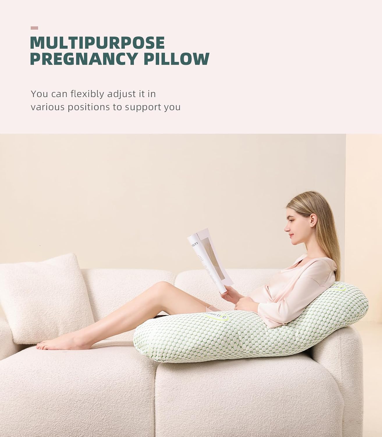 Oternal Pregnancy Pillow for Pregnant Women, Soft Pregnancy Body Pillow,Support for Back, Hips, Legs, Maternity Pillow with Detachable and Adjustable Pillow Cover