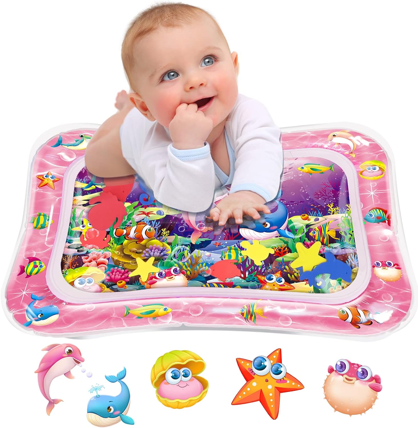 Infinno Inflatable Tummy Time Mat Premium Baby Water Play Mat for Infants and Toddlers Baby Toys for 3 to 24 Months, Strengthen Your Baby's Muscles, Portable