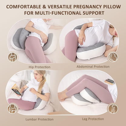 Chilling Home Pregnancy Pillows for Sleeping, Maternity Pillow for Belly, Adjustable and Portable Maternity Body Pillows for adults with Breathable Cover(Grey)