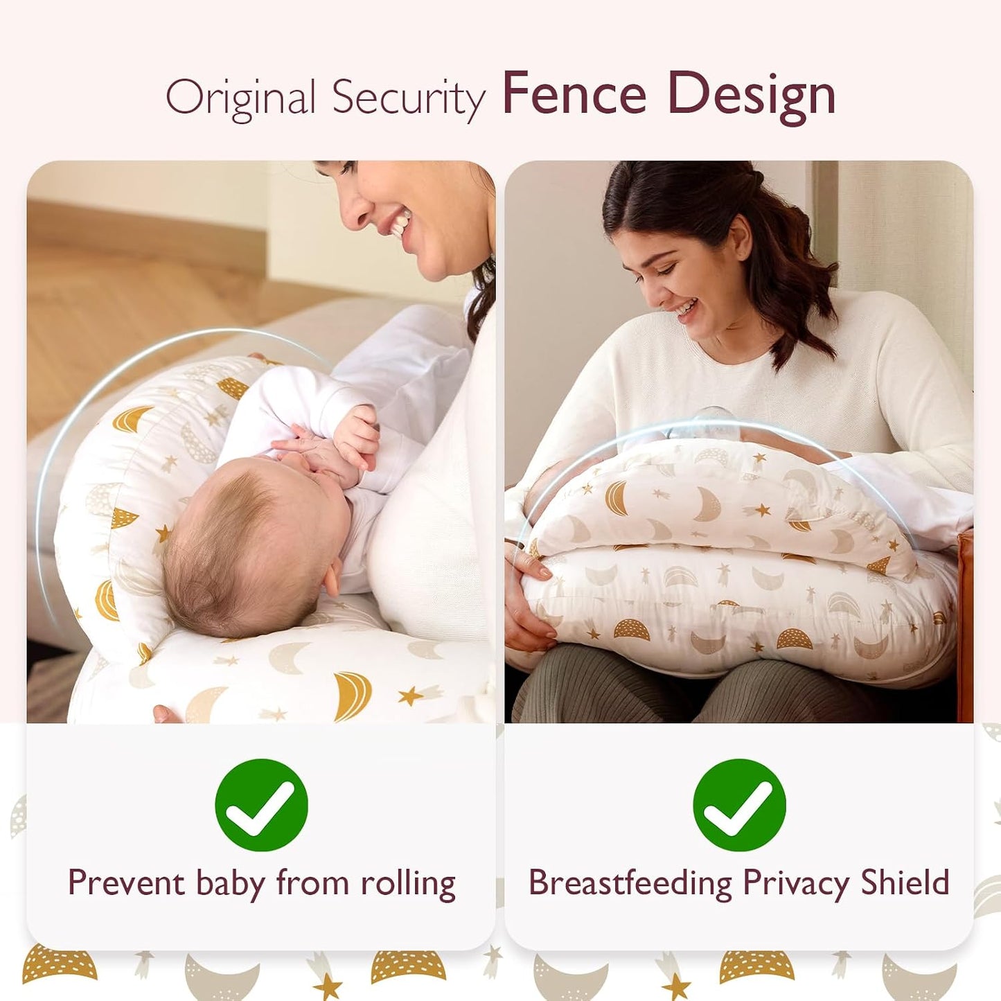 momcozy Nursing Pillow, Ergonomic Breastfeeding Support, Starry Sky | Safety Guard For Baby, Comfortable Feeding Positions For Parents, Versatile Use For Bottle Feeding, Removable Cotton Cover