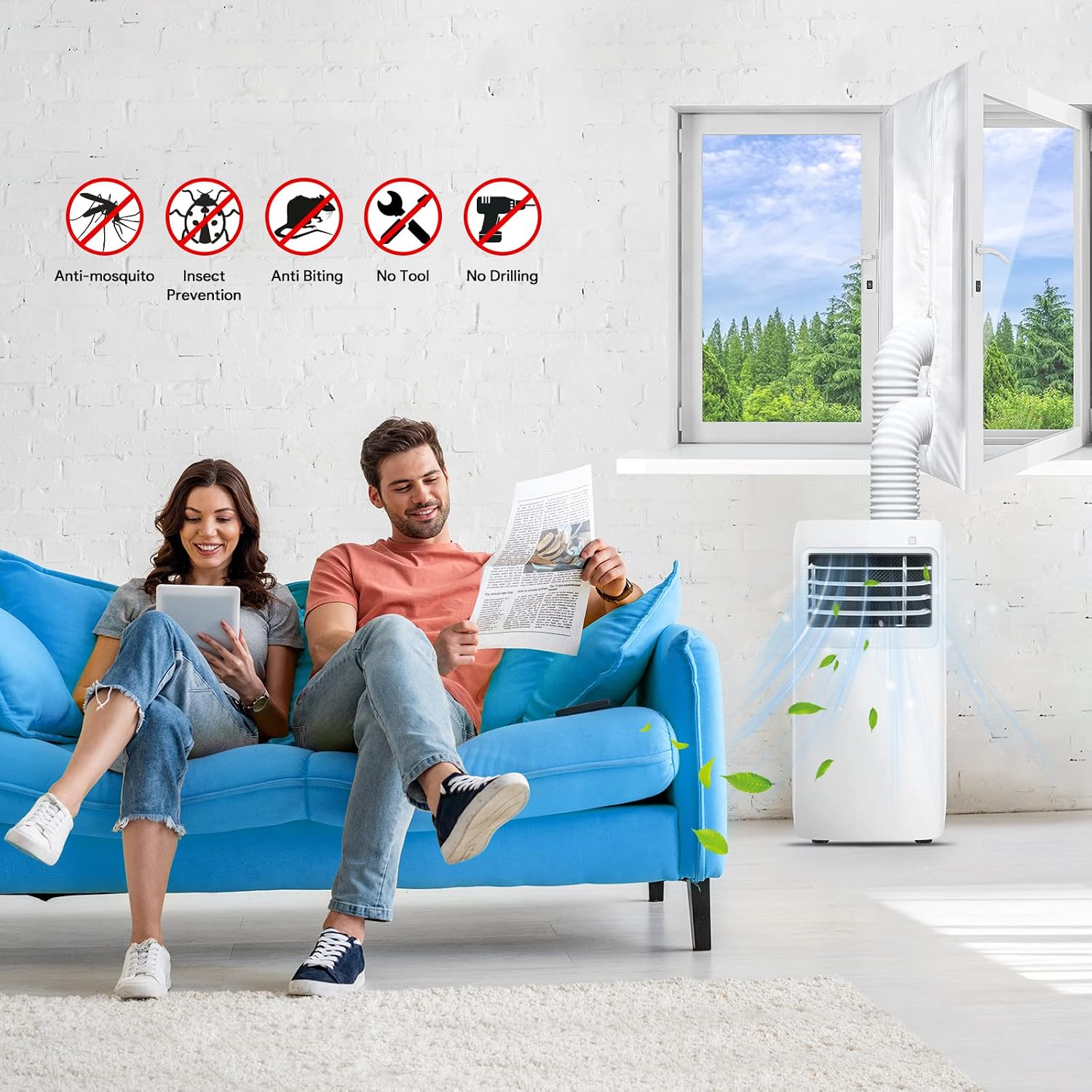 MOEGFY Air Conditioner Window Seal, Upgraded Aircon Window Seal for Mobile Air Conditioner Unit and Tumble Dryer 400cm/158Inch, Portable Air Conditioning Window Kit, Hot Air Stop Air Exchange Guards | water proof