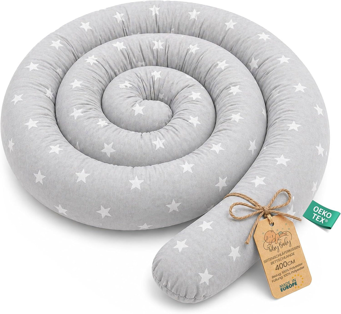 Totsy Baby XXL bed snake, bed pillow, nursing pillow, bed roll, bed guard, decorative pillow, bed border, snake XL handmade Navy blue with rainbow 300 cm certificat Oeko-Tex