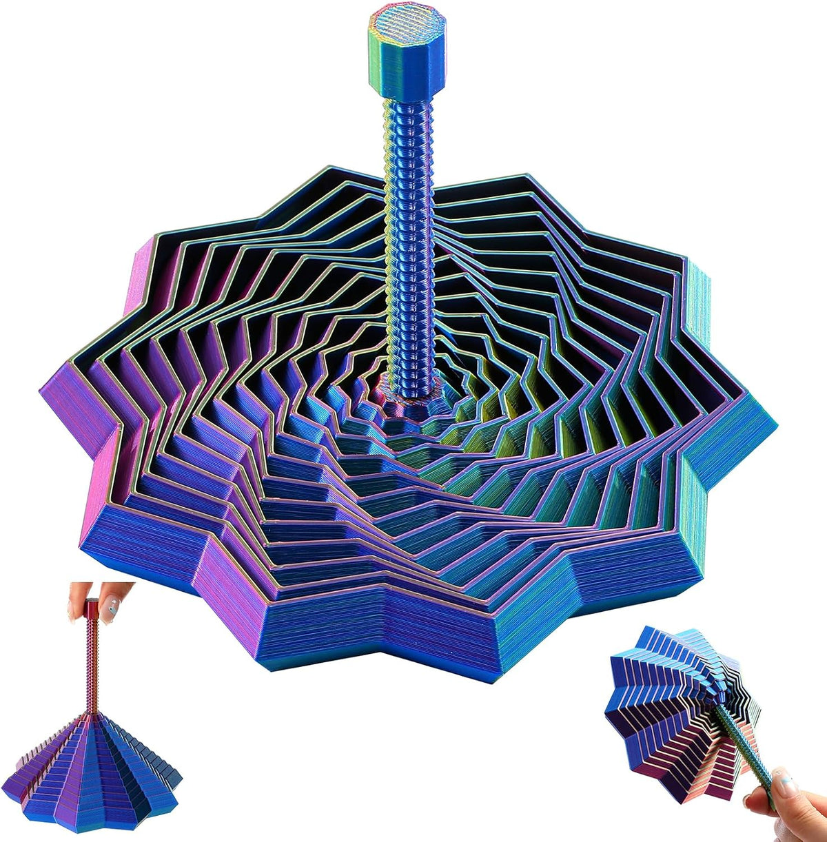 3D Printed Star Fidget Toys Adults Teen with Detachable Handle