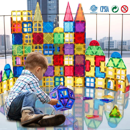 MAGBLOCK 100 Piece Magnetic Tiles,Building Blocks for Kids 3+