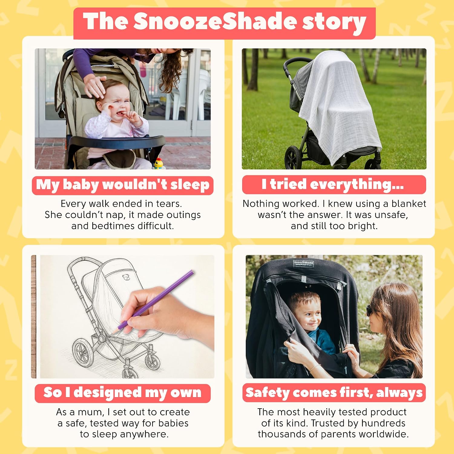 SnoozeShade Plus Extra Pram and Stroller Sun Shade Cover Blocks 99% UV UPF50