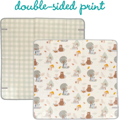 Infantino Foldable Soft Foam Mat, Baby Play Mat, Extra Large, Double-Sided Cushioned Portable, Fold-Up Sides, Non Slip Crawling for Infants & Toddlers, Woodland