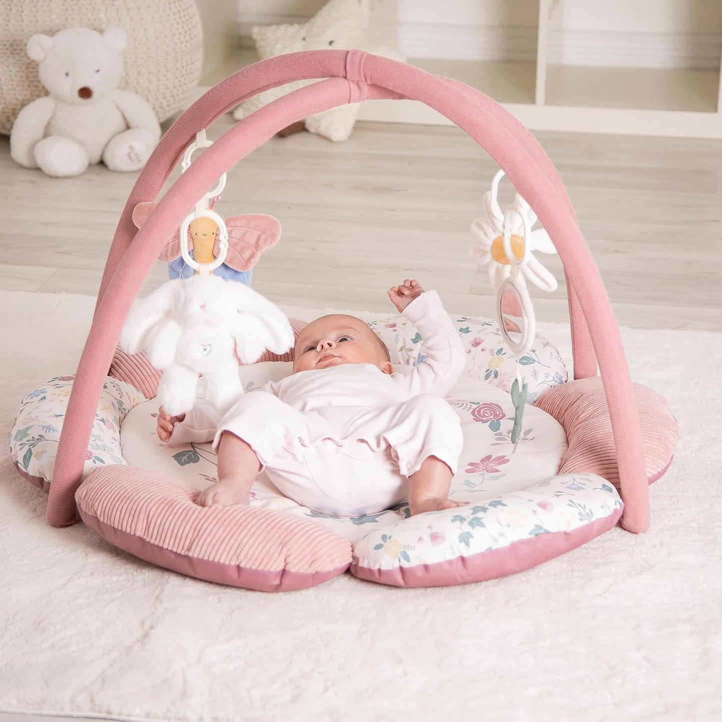 Red Kite Play Gym - Padded Play Gym with Hanging Toys (Rose & Ivy)