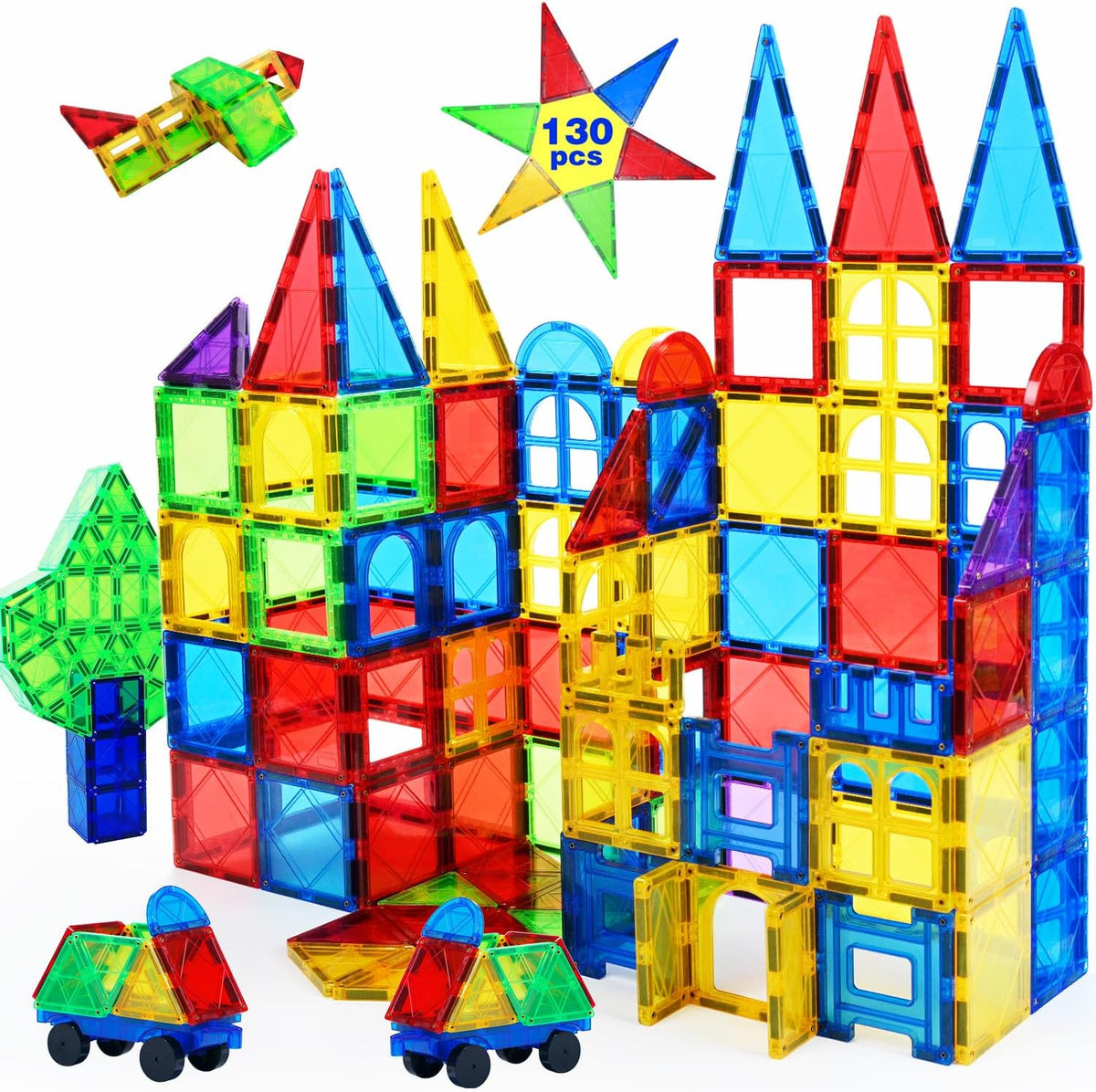 MAGBLOCK 100 Piece Magnetic Tiles,Building Blocks for Kids 3+
