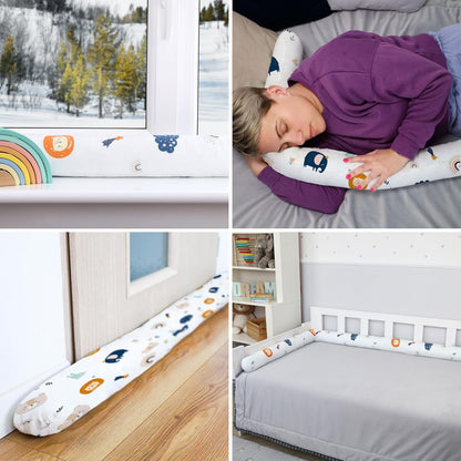 Totsy Baby XXL bed snake, bed pillow, nursing pillow, bed roll, bed guard, decorative pillow, bed border, snake XL handmade Navy blue with rainbow 300 cm certificat Oeko-Tex
