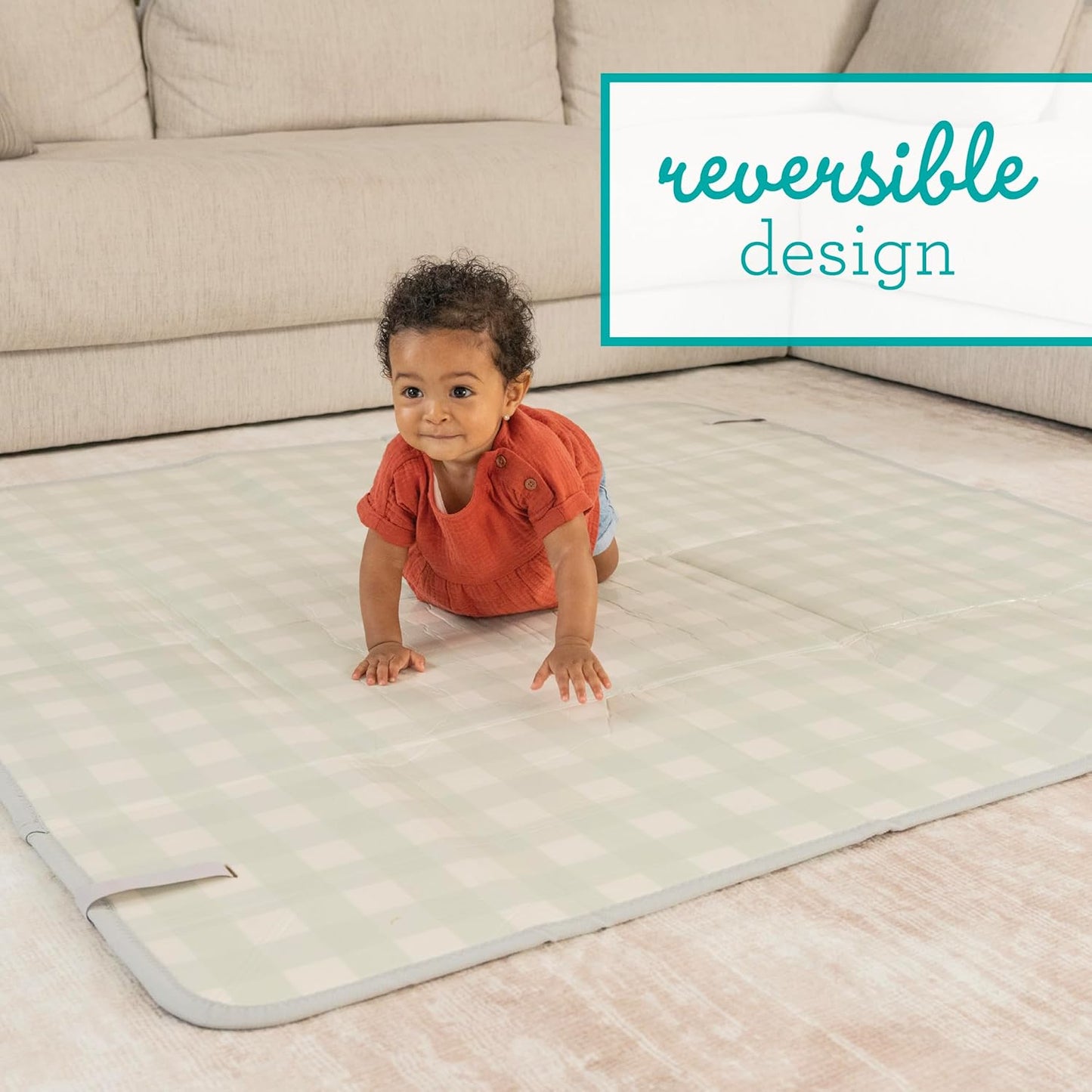 Infantino Foldable Soft Foam Mat, Baby Play Mat, Extra Large, Double-Sided Cushioned Portable, Fold-Up Sides, Non Slip Crawling for Infants & Toddlers, Woodland