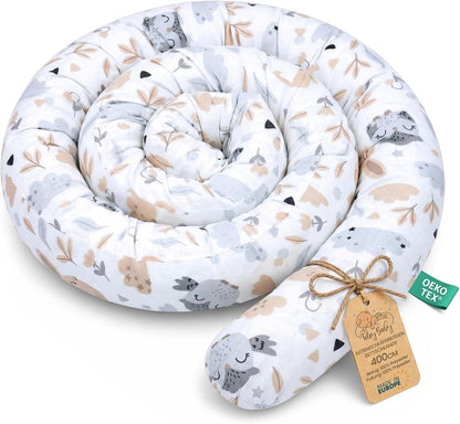 Totsy Baby XXL bed snake, bed pillow, nursing pillow, bed roll, bed guard, decorative pillow, bed border, snake XL handmade Navy blue with rainbow 300 cm certificat Oeko-Tex