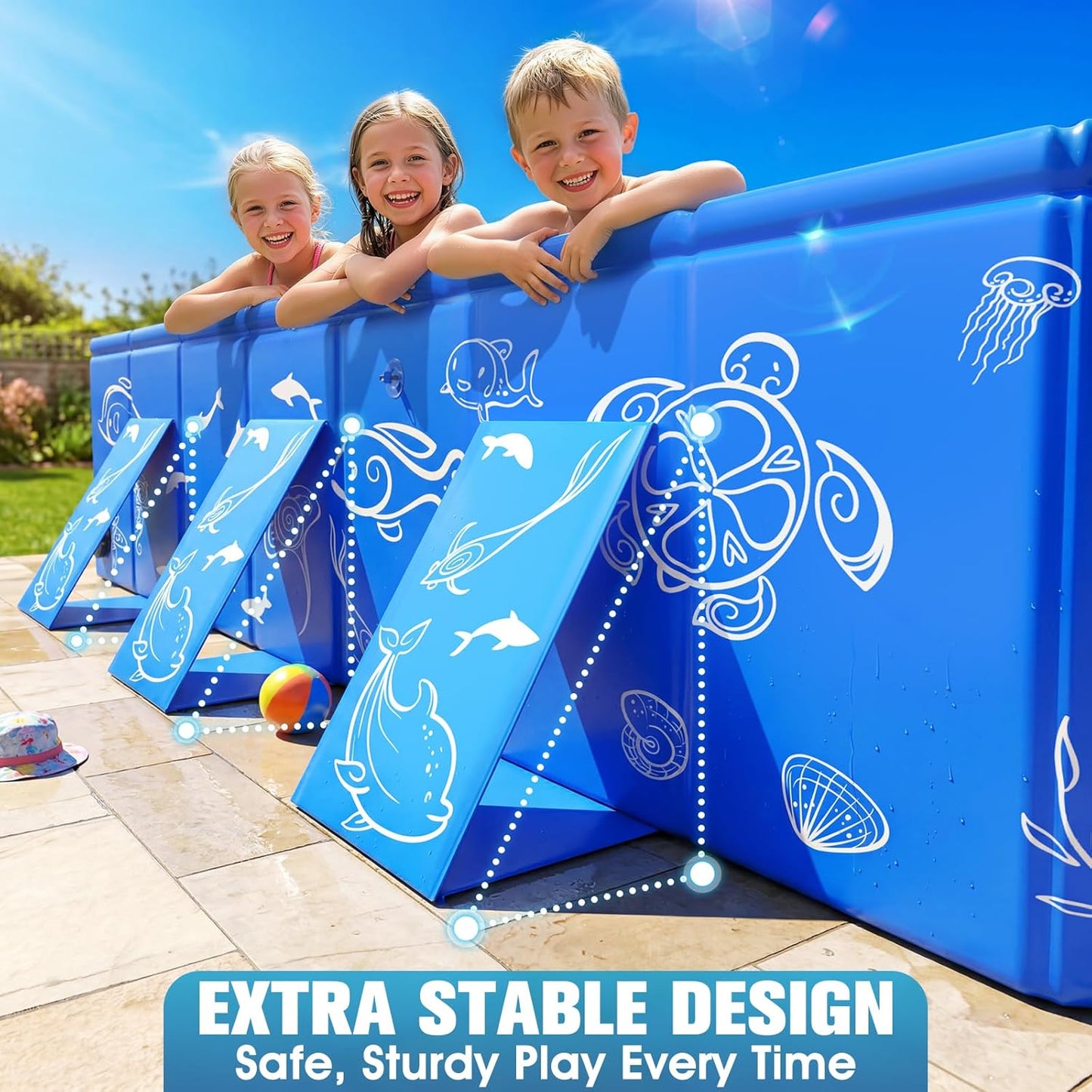 2026 Foldable Kiddie Pool with Canopy,Baby Swimming Pool for Toddler,Non-Inflatable Toddler Pool,Foldable Kiddie Pool with Shade,Kid Pool for Backyard,Pop up Kiddie Beach Pool 53''*40''*33''