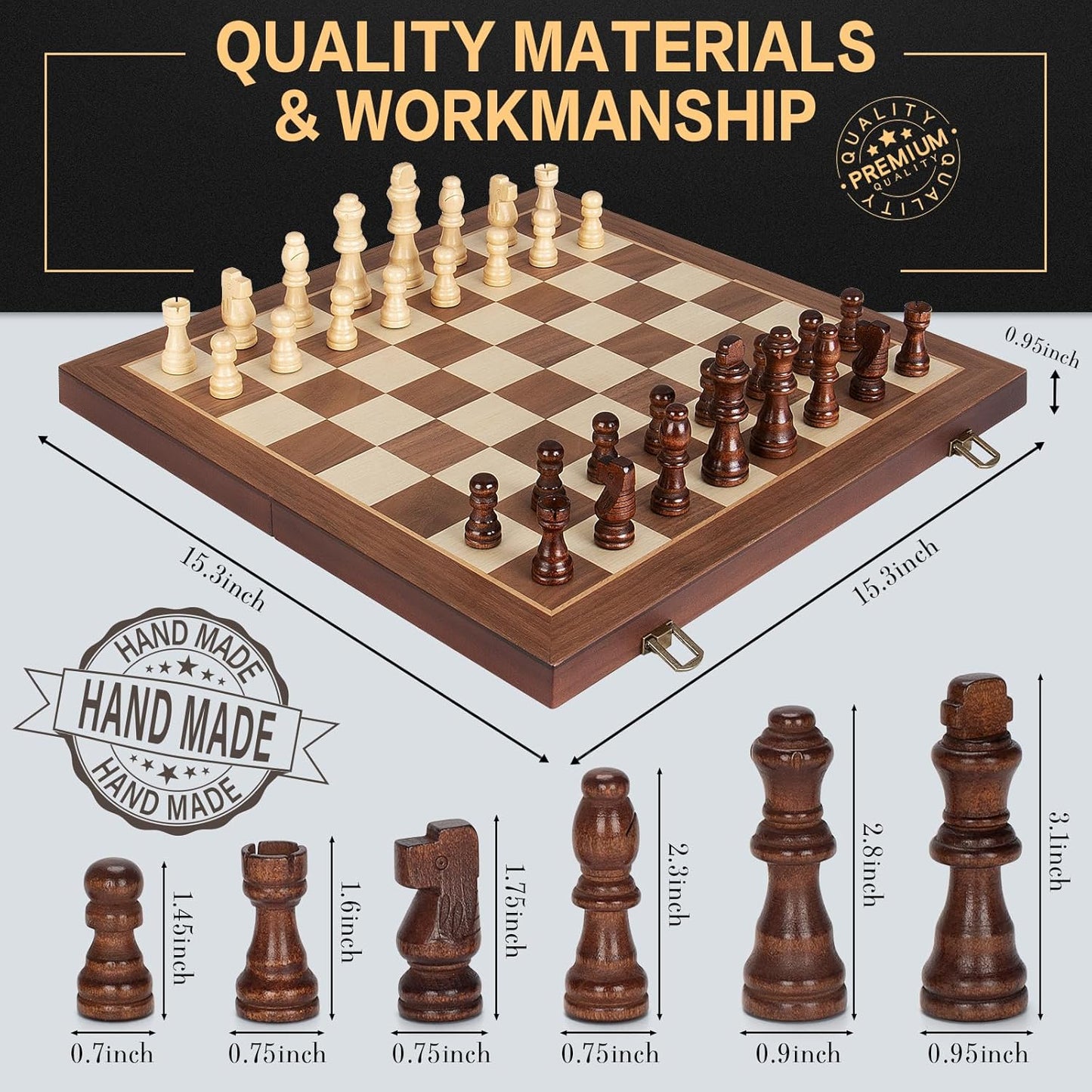 Portable Magnetic Wooden Chess Set