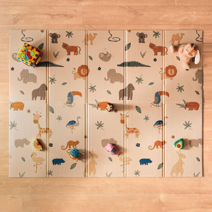 Nuby Foldable Reversible Play Mat - Easy Clean | Reversible | Waterproof | Suitable from Birth | 147 x 195 cm (Rainbow)
