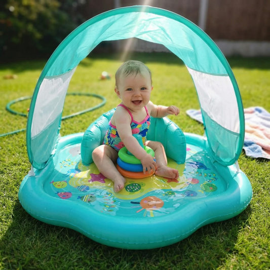 Inflatable Baby Splash Play Mat with Canopy – Water Play & Sun Protection for Toddlers