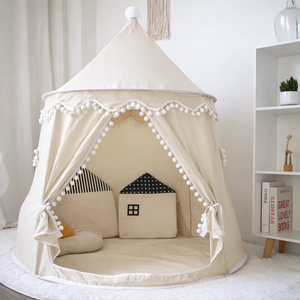 DreamHaven Canvas Play Teepee | Kids Indoor Tent & Reading Nook