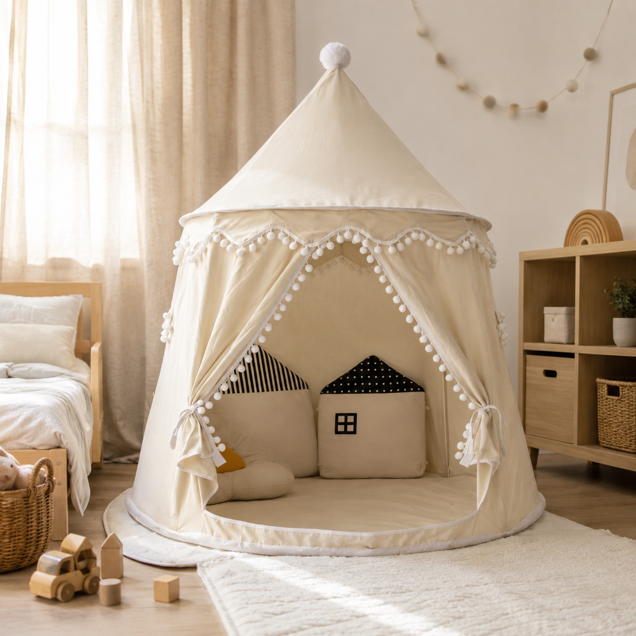DreamHaven Canvas Play Teepee | Kids Indoor Tent & Reading Nook