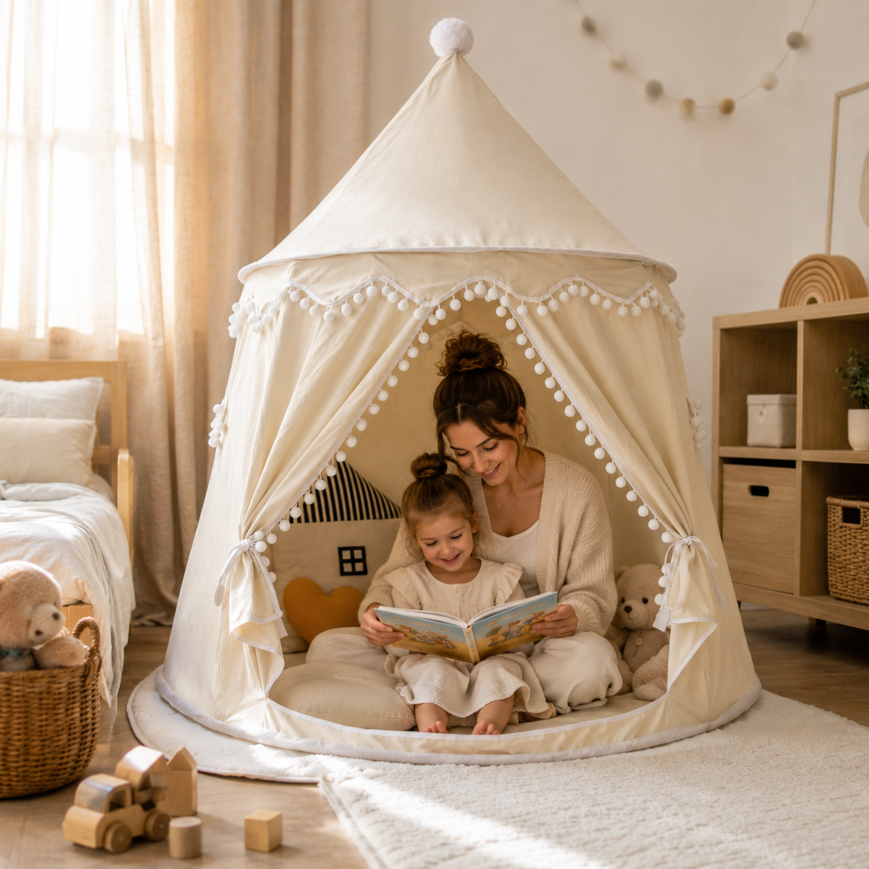 DreamHaven Canvas Play Teepee | Kids Indoor Tent & Reading Nook