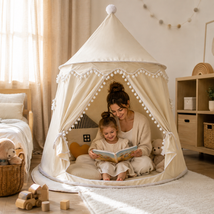 DreamHaven Canvas Play Teepee | Kids Indoor Tent & Reading Nook