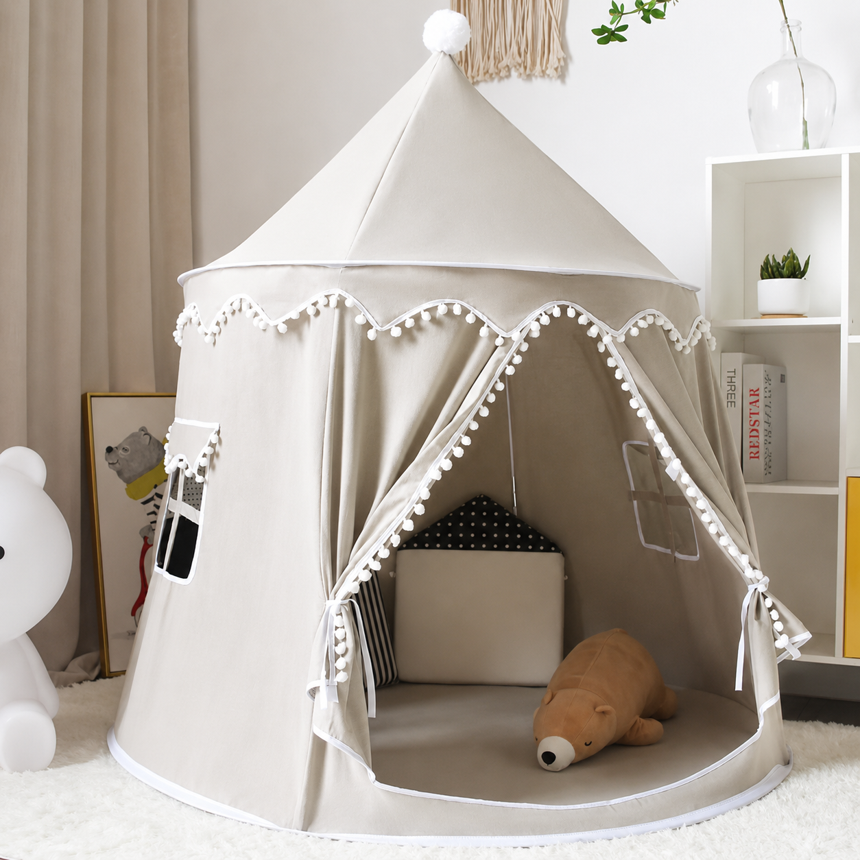 DreamHaven Canvas Play Teepee | Kids Indoor Tent & Reading Nook