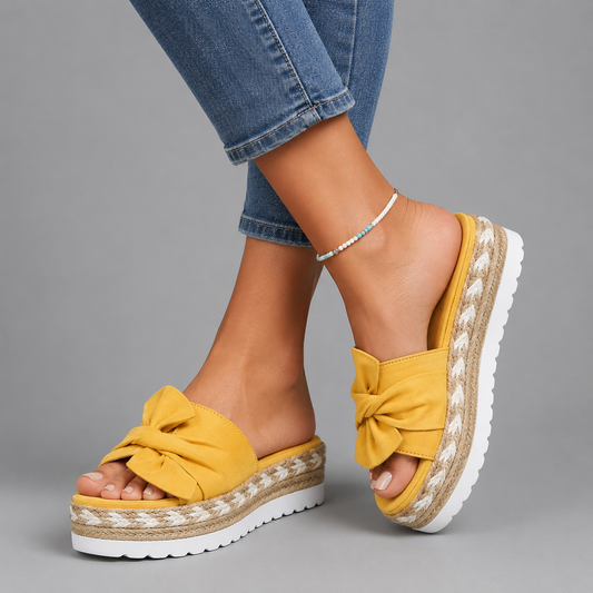 Bella | Bow Espadrille Platform Slide