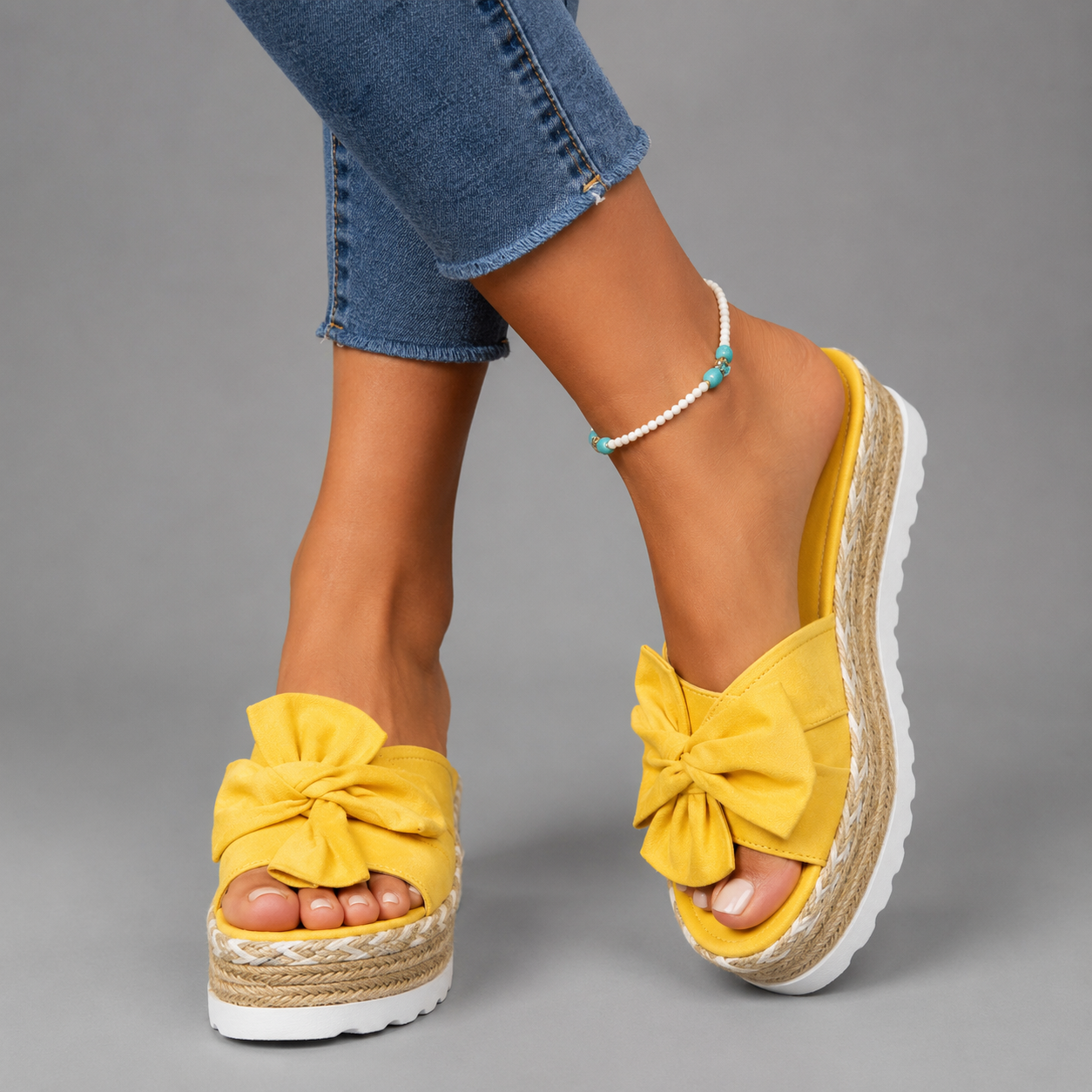 Bella | Bow Espadrille Platform Slide