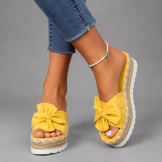Bella | Bow Espadrille Platform Slide
