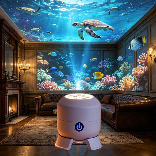 Dynamic 360° Rotating Ocean Wave Projector Night Light, HD Galaxy Starry Ceiling Light for Bedroom, Meditation, Relaxing Room Decor, Plug & Play USB Lamp