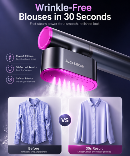 Jack ＆ Rose Travel Steamer for Clothes,100-220V Portable Iron,15s Heat Up,Steamer ＆ Iron 2 In 1, Travel Size,Large Ceramic Heat Panel,for Global and Europe 6