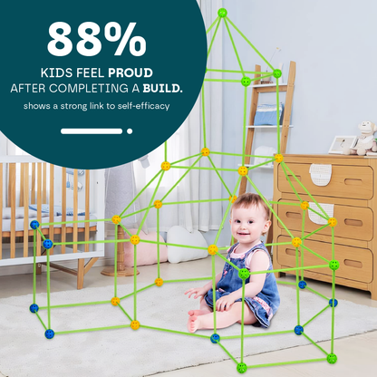 Aeroflux Kids DIY Fort STEM Building Kit Toy - 72Pcs or 144Pcs DIY - Play House, Secret Base