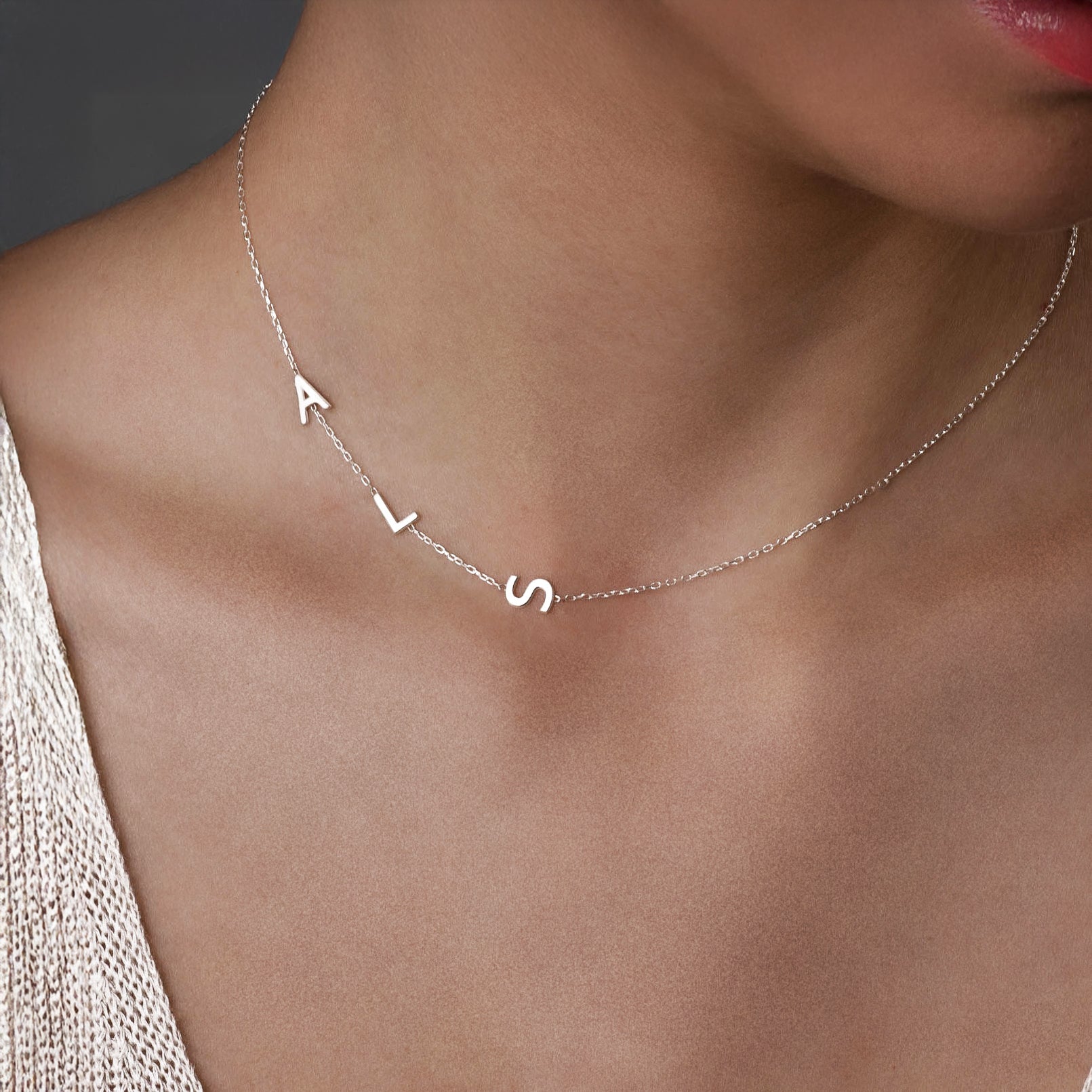 Sideways Initial Necklace