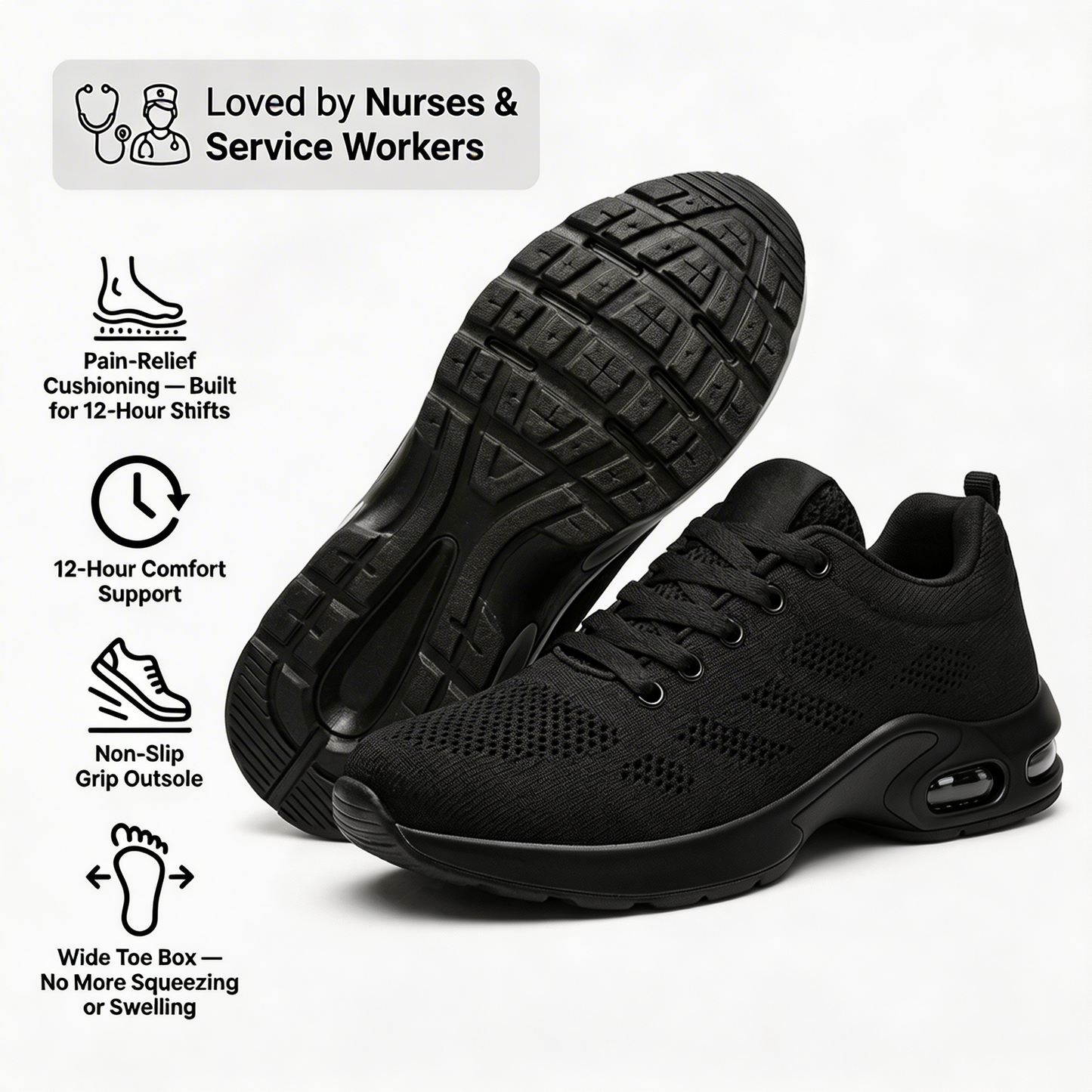 Orthora Pro — 12-Hour Shift Shoes for All-Day Foot, Knee & Back Pain Relief