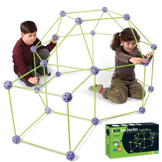 Aeroflux Kids DIY Fort STEM Building Kit Toy - 72Pcs or 144Pcs DIY - Play House, Secret Base