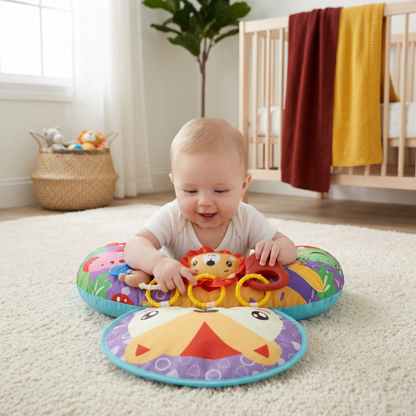 Baby Training Pillow for Tummy Time with Play Arch – Supports Sensory Development & Early Growth