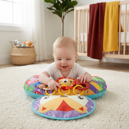 Baby Training Pillow for Tummy Time with Play Arch – Supports Sensory Development & Early Growth