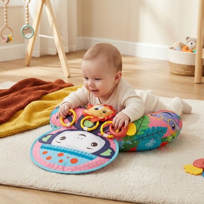 Baby Training Pillow for Tummy Time with Play Arch – Supports Sensory Development & Early Growth