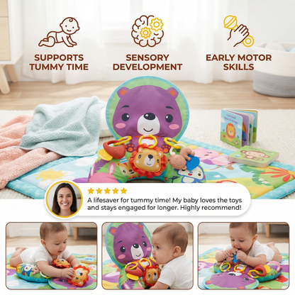 Baby Training Pillow for Tummy Time with Play Arch – Supports Sensory Development & Early Growth