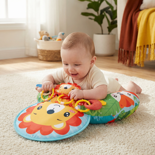 Baby Training Pillow for Tummy Time with Play Arch – Supports Sensory Development & Early Growth