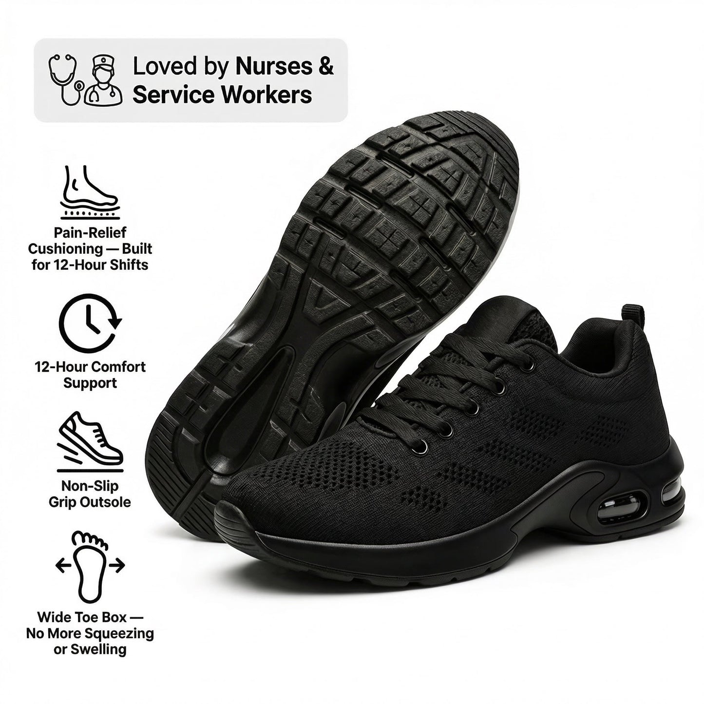 Orthora Pro — 12-Hour Shift Shoes for All-Day Foot, Knee & Back Pain Relief