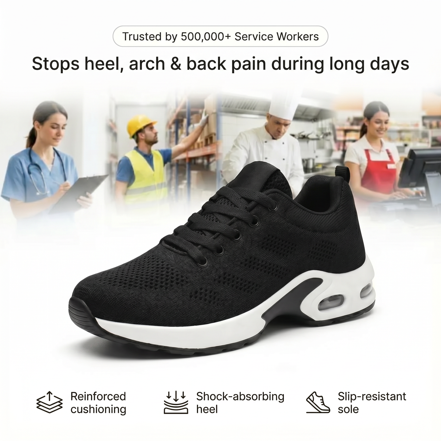 Orthora Pro — 12-Hour Shift Shoes for All-Day Foot, Knee & Back Pain Relief