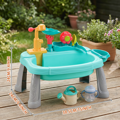 Ergonomic Elevated Kids Kitchen Sink Playset with Electric Running Water