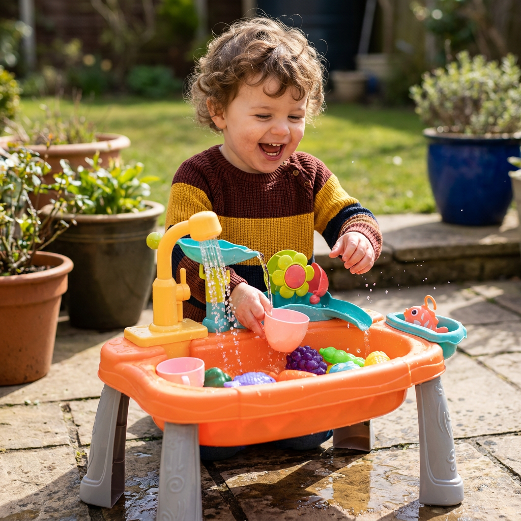 Ergonomic Elevated Kids Kitchen Sink Playset with Electric Running Water