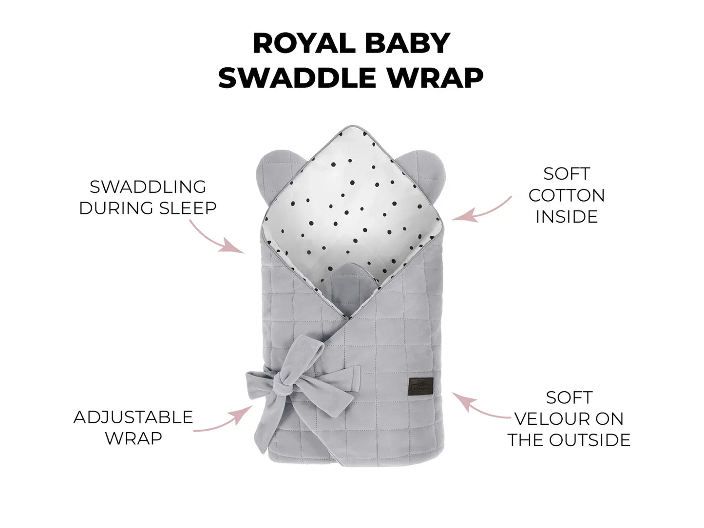 Sleepee Velvet Swaddle Blanket – Soft Newborn Baby Swaddle Wrap – Royal Baby