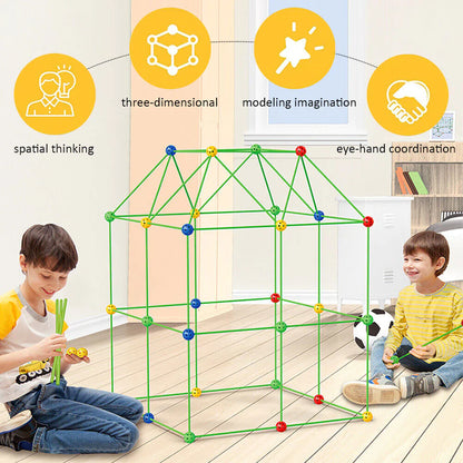 Aeroflux Kids DIY Fort STEM Building Kit Toy - 72Pcs or 144Pcs DIY - Play House, Secret Base